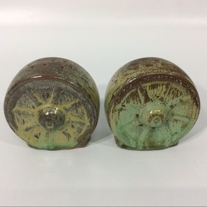 Frankoma Wagon Wheel Salt & Pepper Shakers Green